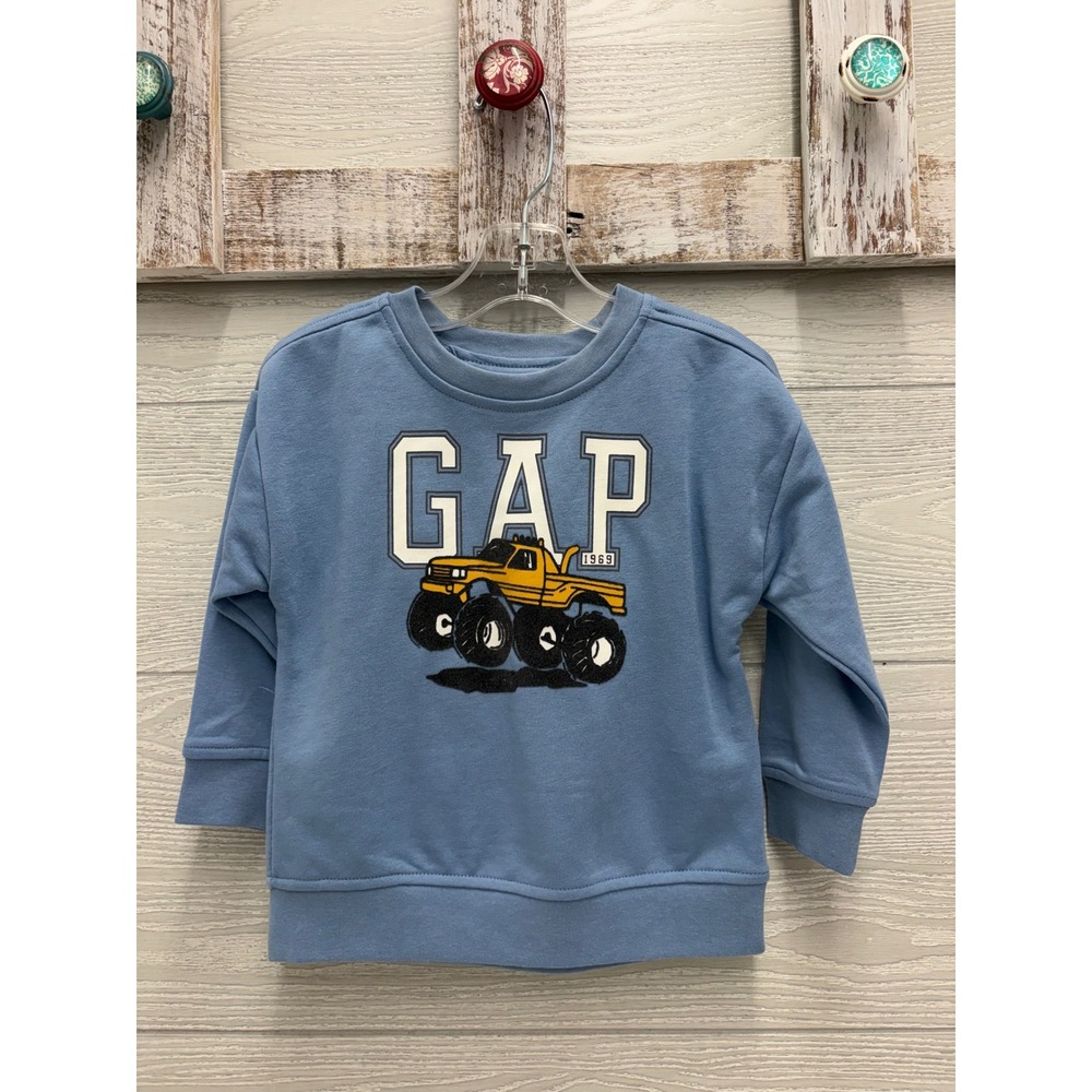GAP Kids Boys 2 PC Pant Set 5T Blue Monster Truck Sweatshirt Joggers 1969 NEW - Picture 3 of 7